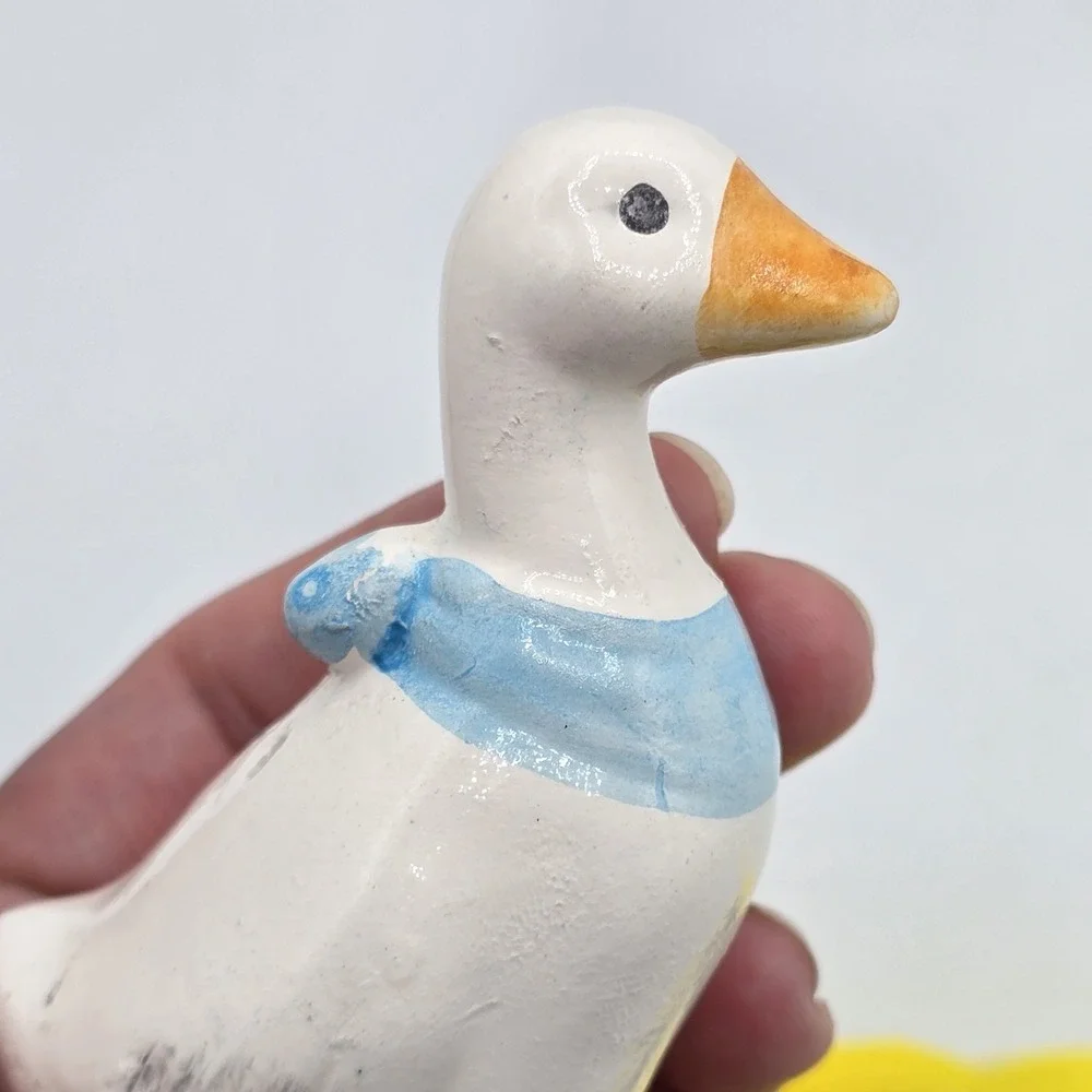 Vintage Goose Duck Salt & Pepper Shakers Pink Blue Bandana Taiwan Cottagecore